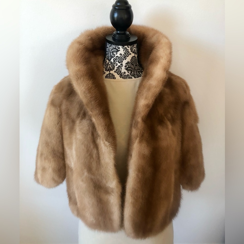 Luxury Vintage MINK 50s 'MAD MEN' 20's Crop FUR CAPELET Size S/M EXC Real fur